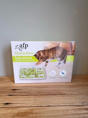 All For Paws Interactive Puzzle Cat Feeder - Light Green